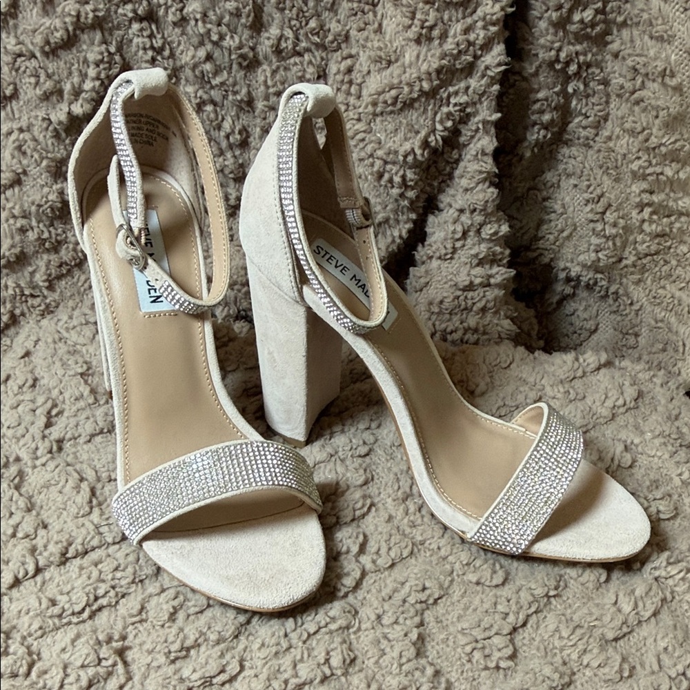 Steve Madden Cream Rhinestone Heels